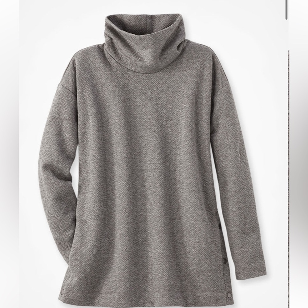 Coldwater Creek Women’s Textured Jacquard Tunic, Gray, Size PL